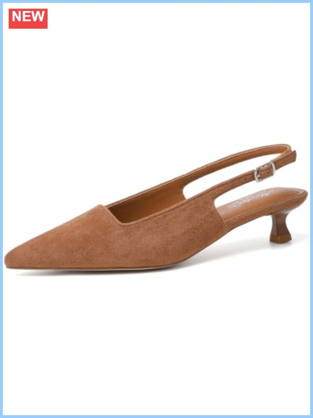 Faux Leather Kitten Heel Slingback Pointed Pumps Work Party Shoes